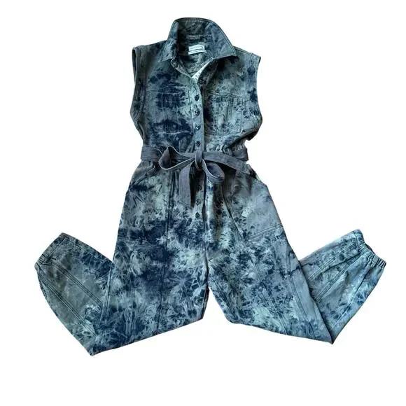 Urban Outfitters Blue Sydney Tie Dye Utility Sleeveless Jumpsuit Size Small